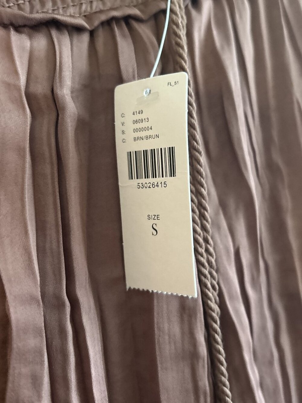 NWT Anthropologie Saturday Sunday Plisse Tassel Pleated Chocolate Wide Leg Pant - Picture 7 of 8